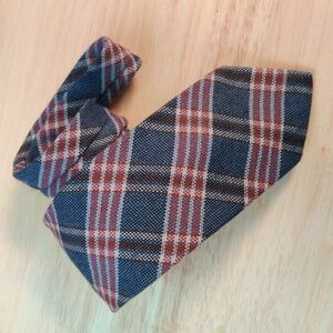 Austin Reed Of Regent Street 100% Wool Plaid Tie - Navy Tan  Burgundy LIKE NEW